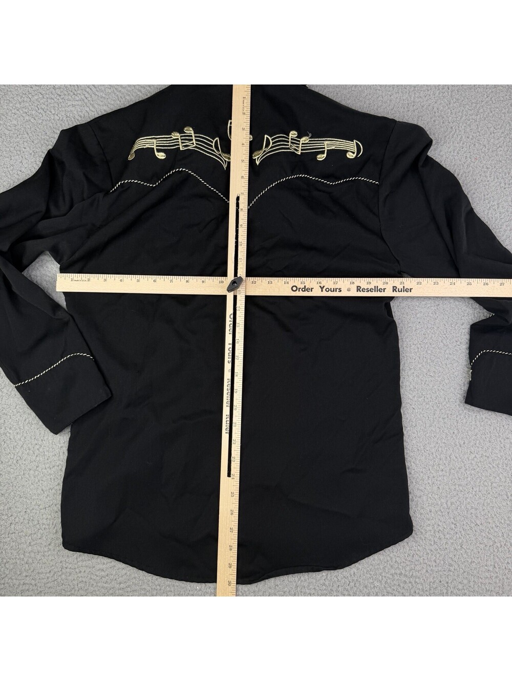 Scully Western Shirt Mens Size Small Black Pearl Snap Embroidered Musical Notes - Picture 6 of 9